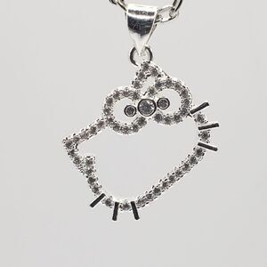 Brand New Silver Rhinestone Hello Kitty Necklace